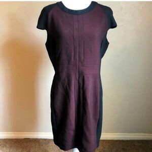 Zara Basic Sheath Dress 14 Black Burgundy